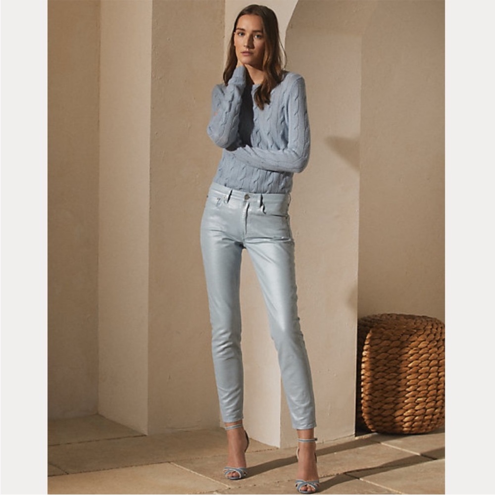 Ralph Lauren Collection 400 Matchstick Foiled Jean in Summer Pink
